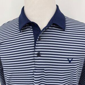 Callaway Men's Opti-Dri Golf Polo Shirt XL Extra Large Blue & White Striped